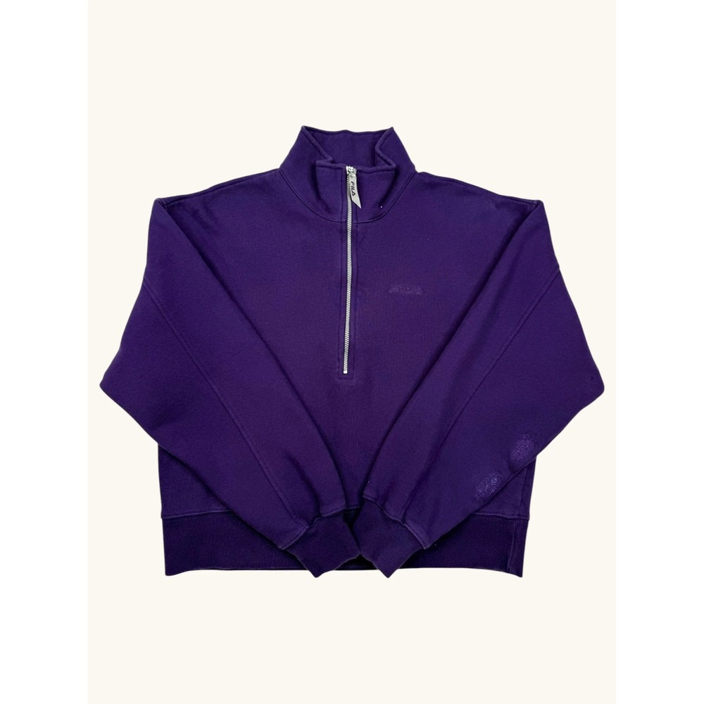 Fila Mens Purple Quarter Zip Sweatshirt Mock Neck Fleece Pullover Medium